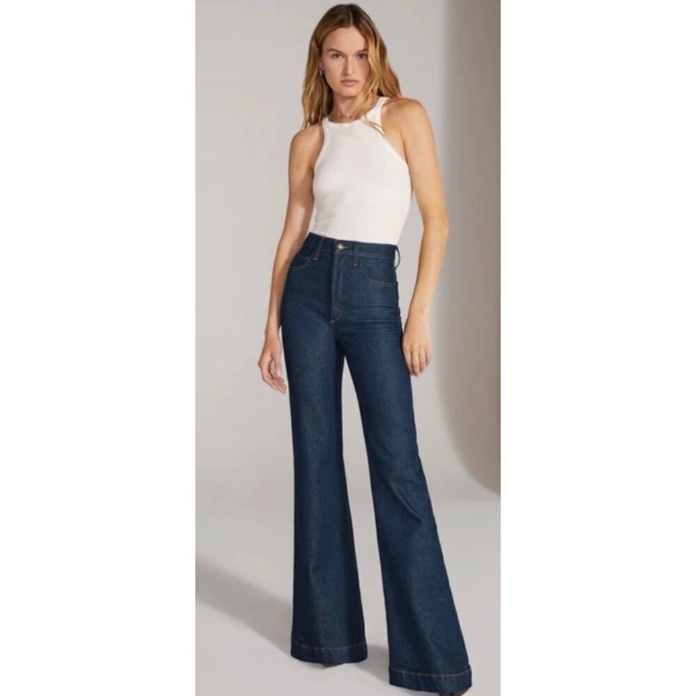 Favorite Daughter The Valentina Super High Rise Flare Pepper Wash Jeans Waist 36 - Picture 12 of 12